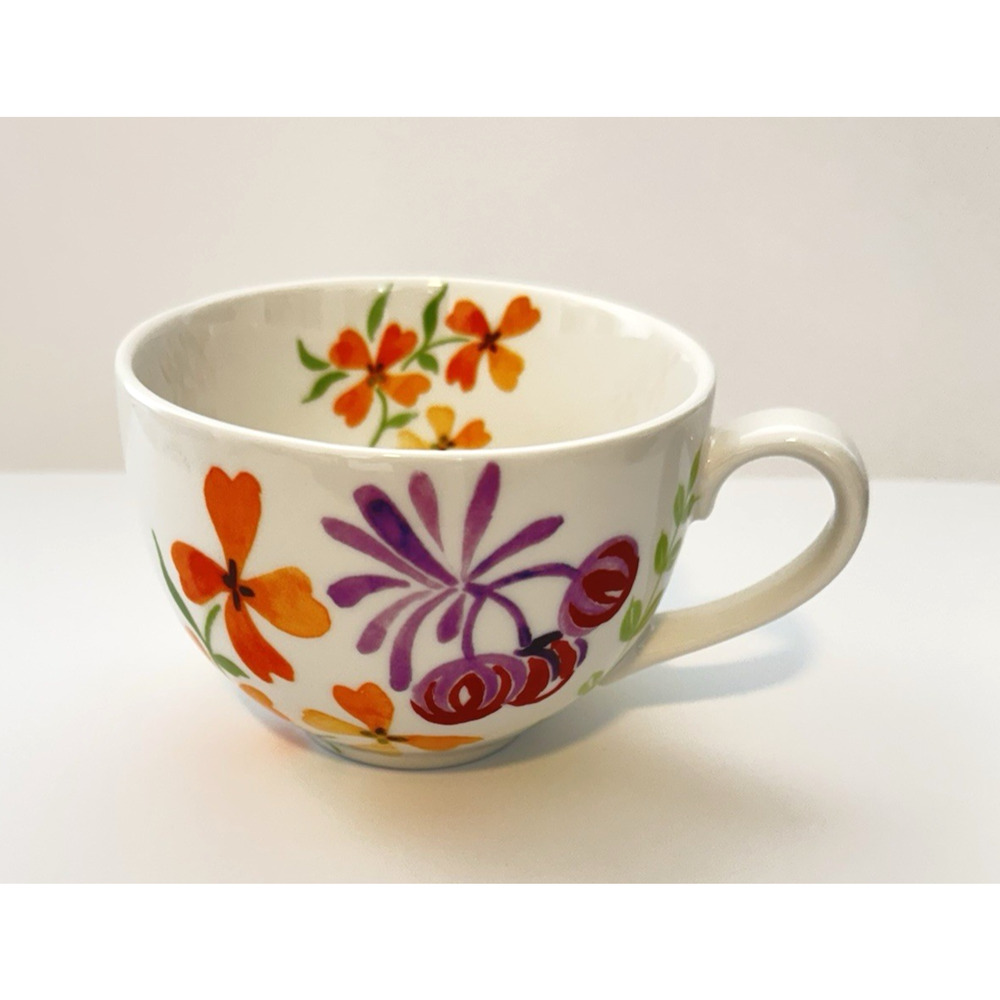ANTHROPOLOGIE BISCUIT Mug Blue Bird Floral Design Ceramic 16 oz.